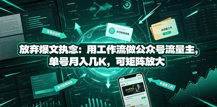 放弃爆文执念：用工作流做公众号流量主，单号月入几K，可矩阵放大-热点1站 - 热点知汇专注网赚项目资源知识聚汇