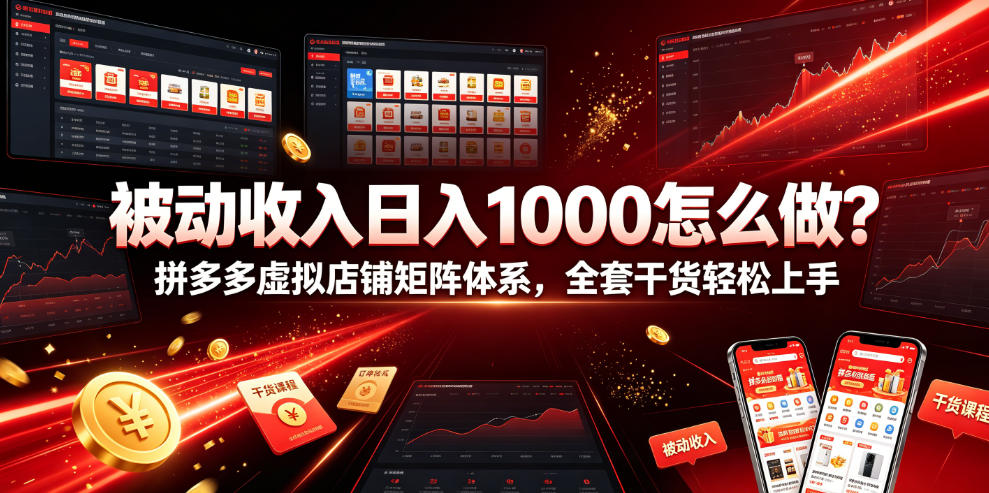 被动收入日入1000怎么做？拼多多虚拟店铺矩阵体系，全套干货轻松上手【揭秘】-热点1站 - 热点知汇专注网赚项目资源知识聚汇