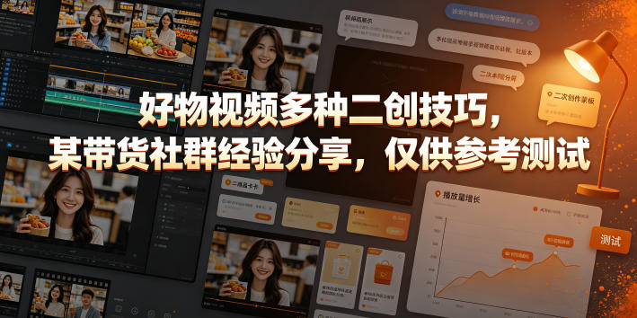 好物视频多种二创技巧，某带货社群经验分享，仅供参考测试-热点1站 - 热点知汇专注网赚项目资源知识聚汇