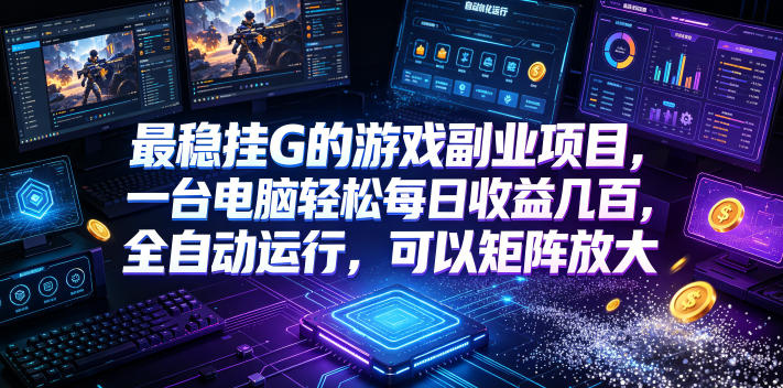 最稳挂G的游戏副业项目，一台电脑轻松每日收益几百，全自动运行，可以矩阵放大【揭秘】-热点1站 - 热点知汇专注网赚项目资源知识聚汇
