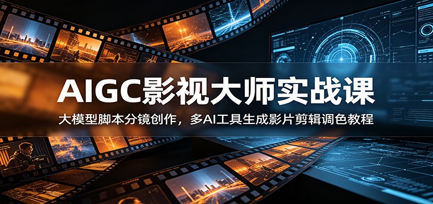 AIGC影视大师实战课：大模型脚本分镜创作，多AI工具生成影片剪辑调色教程-热点1站 - 热点知汇专注网赚项目资源知识聚汇