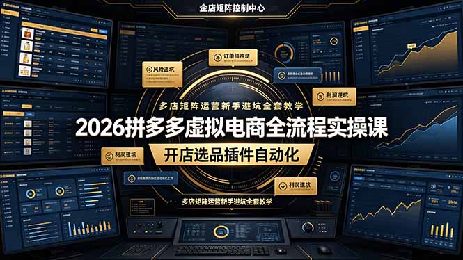 2026拼多多虚拟电商全流程实操课，开店选品插件自动化，多店矩阵运营新手避坑全套教学-热点1站 - 热点知汇专注网赚项目资源知识聚汇