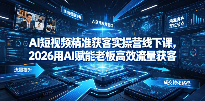 AI短视频精准获客实操营6月10-14号线下课，2026用AI赋能老板高效流量获客-热点1站 - 热点知汇专注网赚项目资源知识聚汇