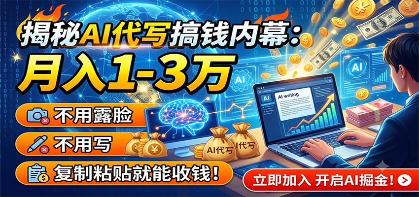 揭秘AI代写搞钱内幕：月入1-3万，不用露脸不用写，复制粘贴就能收钱！-热点1站 - 热点知汇专注网赚项目资源知识聚汇