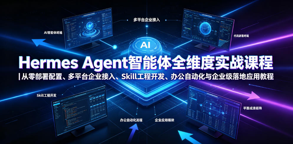 Hermes Agent智能体全维度实战课程｜从零部署配置、多平台企业接入、Skill工程开发、办公自动化与企业级落地应用教程-热点1站 - 热点知汇专注网赚项目资源知识聚汇