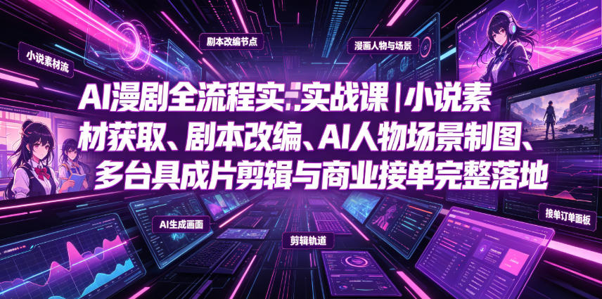 AI漫剧全流程实战课｜小说素材获取、剧本改编、AI人物场景制图、多工具成片剪辑、平台付费变现与商业接单完整落地-热点1站 - 热点知汇专注网赚项目资源知识聚汇