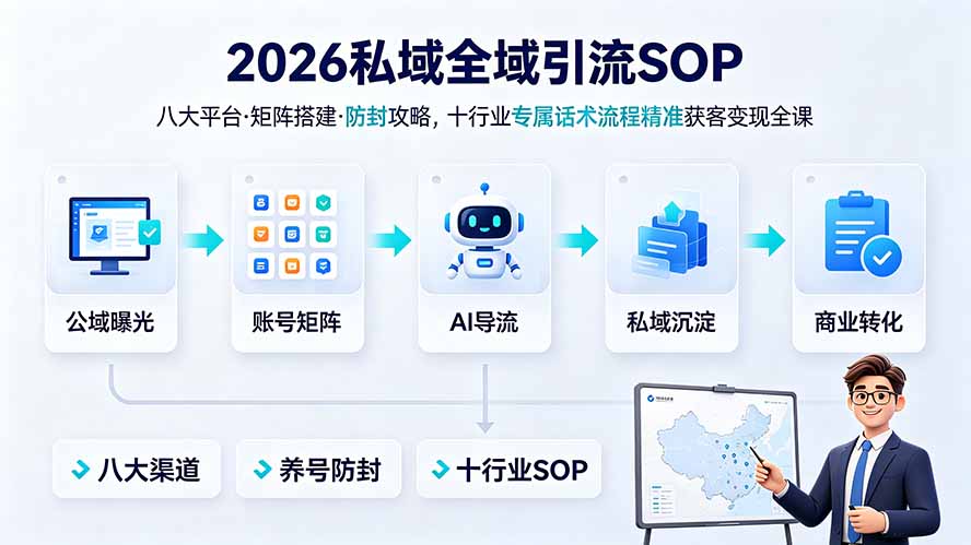 2026私域全域引流SOP｜八大平台·矩阵搭建·防封攻略，十行业专属话术流程精准获客变现全课-热点1站 - 热点知汇专注网赚项目资源知识聚汇