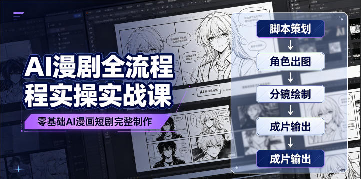 AI漫剧全流程实操实战课|零基础AI漫画短剧完整制作、脚本出图成片全链路落地教程-热点1站 - 热点知汇专注网赚项目资源知识聚汇
