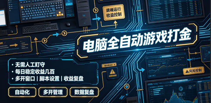 电脑全自动游戏打金，无需人工盯守，每日稳定收益几百！【揭秘】-热点1站 - 热点知汇专注网赚项目资源知识聚汇