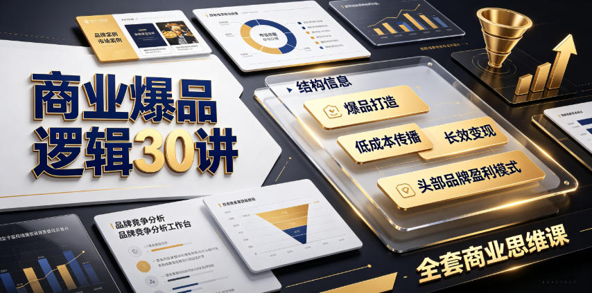商业爆品逻辑30讲｜拆解各行各业头部品牌盈利模式，吃透爆品打造、低成本传播、长效变现全套商业思维课-热点1站 - 热点知汇专注网赚项目资源知识聚汇