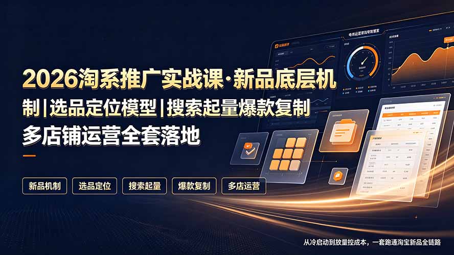 2026淘系推广实战课·新品底层机制｜选品定位模型｜搜索起量爆款复制多店铺运营全套落地教程-热点1站 - 热点知汇专注网赚项目资源知识聚汇