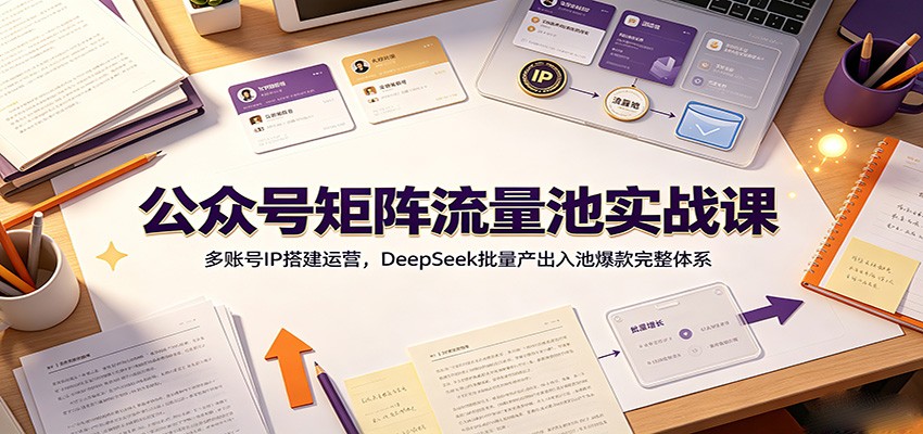 公众号矩阵流量池实战课:多账号IP搭建运营,DeepSeek批量产出入池爆款完整体系-热点1站 - 热点知汇专注网赚项目资源知识聚汇