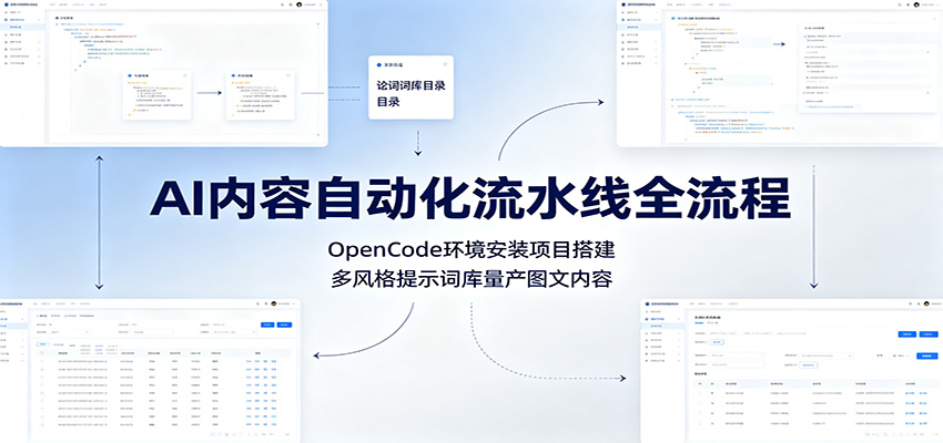 AI内容自动化流水线全流程：OpenCode环境安装项目搭建，多风格提示词库量产图文内容-热点1站 - 热点知汇专注网赚项目资源知识聚汇