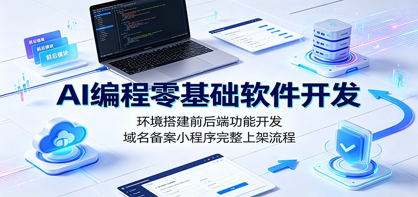 AI编程零基础软件开发：环境搭建前后端功能开发，域名备案小程序完整上架流程-热点1站 - 热点知汇专注网赚项目资源知识聚汇