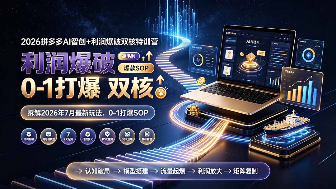 2026拼多多AI智创+利润爆破双核特训营-拆解2026年7月最新玩法，0-1打爆SOP-热点1站 - 热点知汇专注网赚项目资源知识聚汇