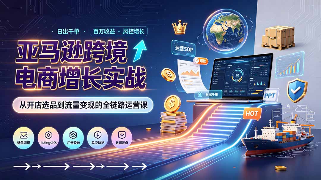 亚马逊0-1孵化特训营8期：从注册风控到稳定日出千单实战，规避审核封店风险，标准化执行流程落地-热点1站 - 热点知汇专注网赚项目资源知识聚汇