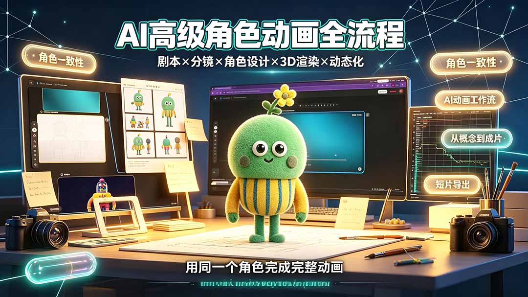 AI高级角色动画全流程：剧本×分镜×角色设计×3D渲染×动态化，从概念到成片一站式教学-热点1站 - 热点知汇专注网赚项目资源知识聚汇