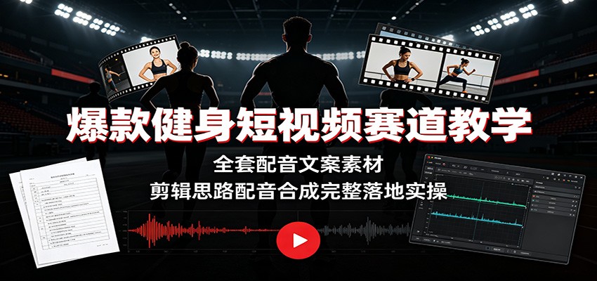 图片[1]-爆款健身短视频赛道教学：全套配音文案素材，剪辑思路配音合成完整落地实操-项目网