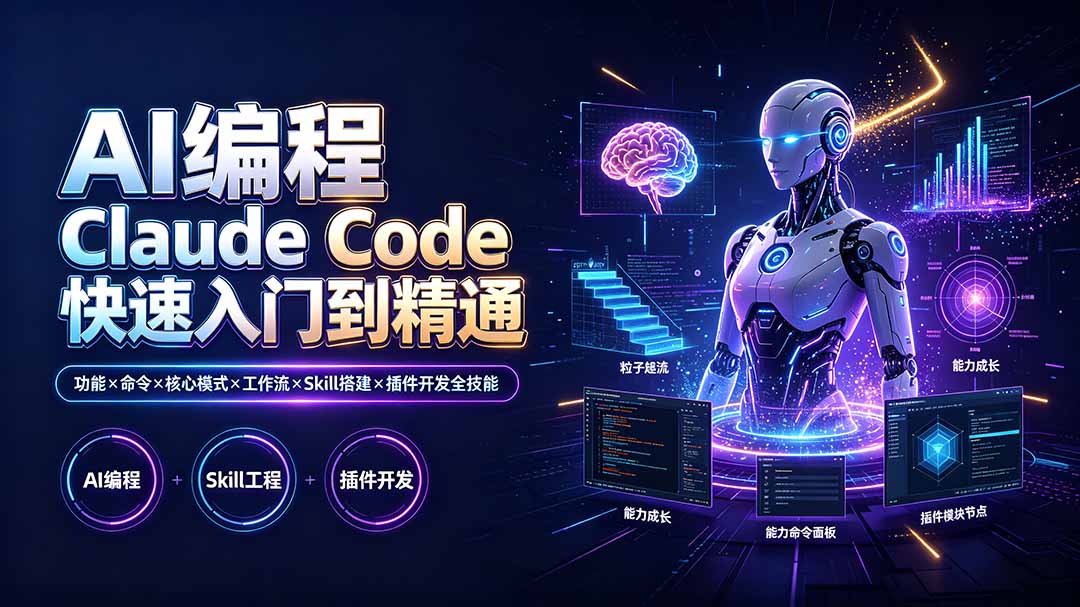 AI编程 Claude Code快速入门到精通：功能×命令×核心模式×工作流×Skill搭建×插件开发全技能-热点1站 - 热点知汇专注网赚项目资源知识聚汇