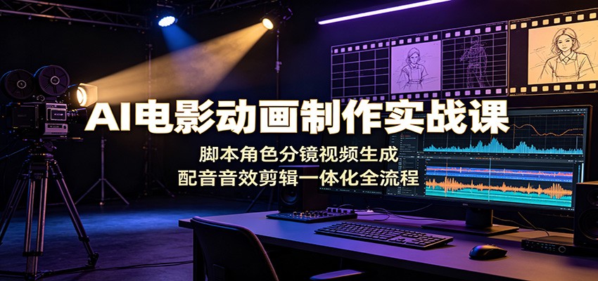 AI电影动画制作实战课：脚本角色分镜视频生成，配音音效剪辑一体化全流程-热点1站 - 热点知汇专注网赚项目资源知识聚汇