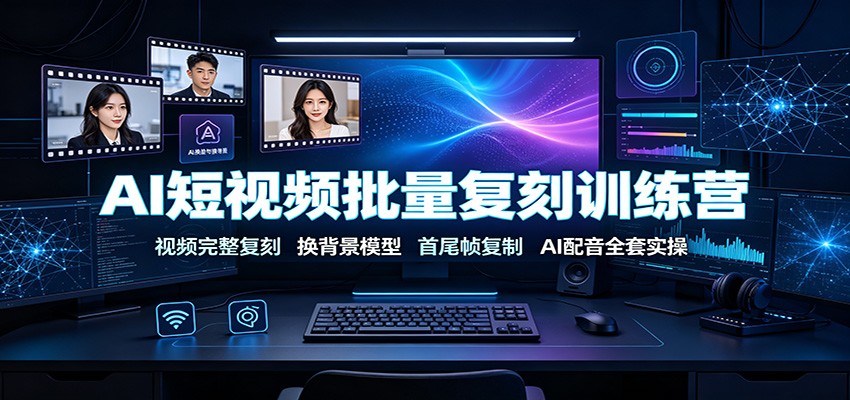 AI短视频批量复刻训练营：视频完整复刻，换背景模型、首尾帧复制、AI配音全套实操-热点1站 - 热点知汇专注网赚项目资源知识聚汇