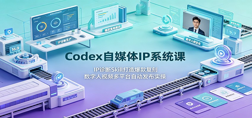 Codex自媒体IP系统课：IP诊断Skill打造爆款复刻，数字人视频多平台自动发布实操-热点1站 - 热点知汇专注网赚项目资源知识聚汇