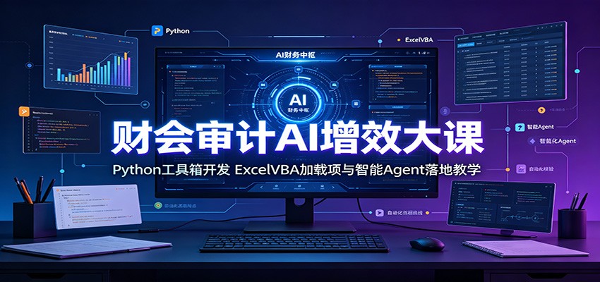 财会审计AI增效大课：Python工具箱开发，ExcelVBA加载项与智能Agent落地教学-热点1站 - 热点知汇专注网赚项目资源知识聚汇