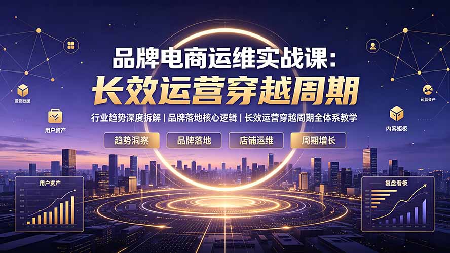 品牌电商运维实战课：行业趋势深度拆解｜品牌落地核心逻辑｜长效运营穿越周期全体系教学-热点1站 - 热点知汇专注网赚项目资源知识聚汇