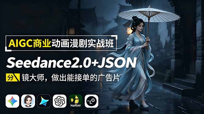AIGC商业动画漫剧实战班-更新：Seedance2.0+JSON分镜大师，做出能接单的广告片-热点1站 - 热点知汇专注网赚项目资源知识聚汇