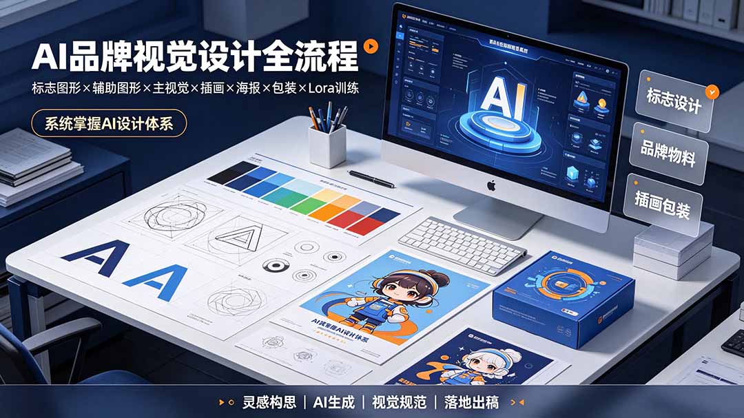 AI品牌视觉设计全流程：标志图形×辅助图形×主视觉×插画×海报×包装×Lora训练，系统掌握AI设计体系-热点1站 - 热点知汇专注网赚项目资源知识聚汇